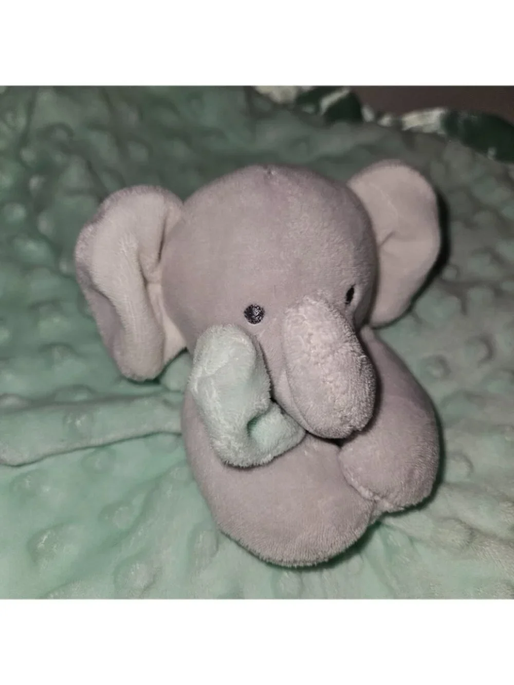 Carter's Child Mine Elephant Lovey Sweet Little One Rattle Minky Dots Satin READ